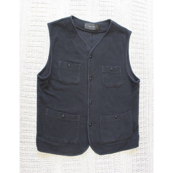 Wings + Horns 100% Cotton Black Vest Size Medium Buttons Outdoor Fishing Pockets - Picture 1 of 6